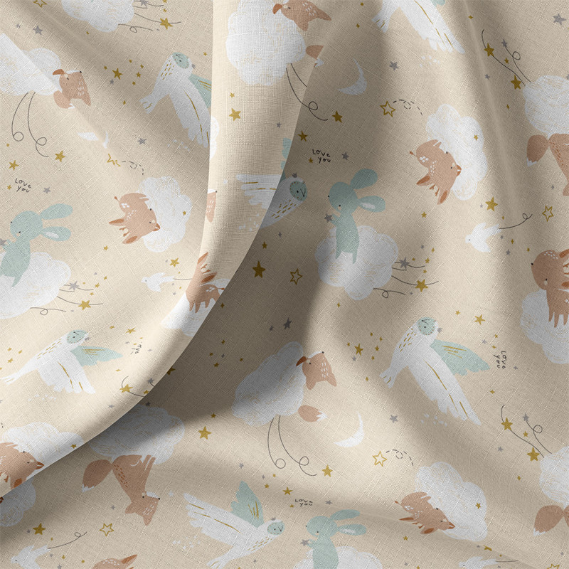 Printed Cotton MISTOU Wheat / Brown Sugar